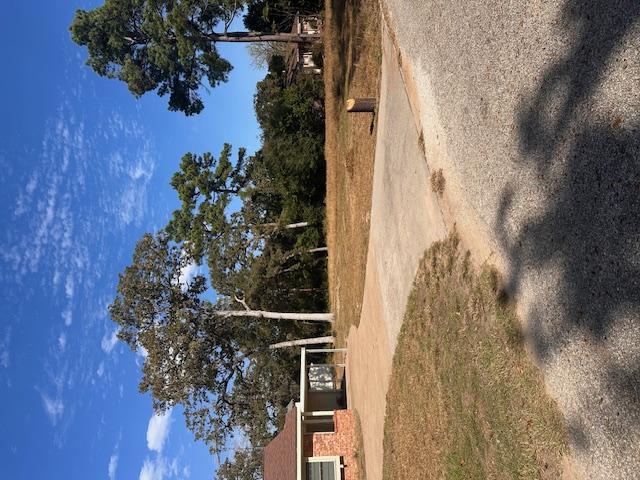 Image 3: View of green lawn with concrete driveway and a ca