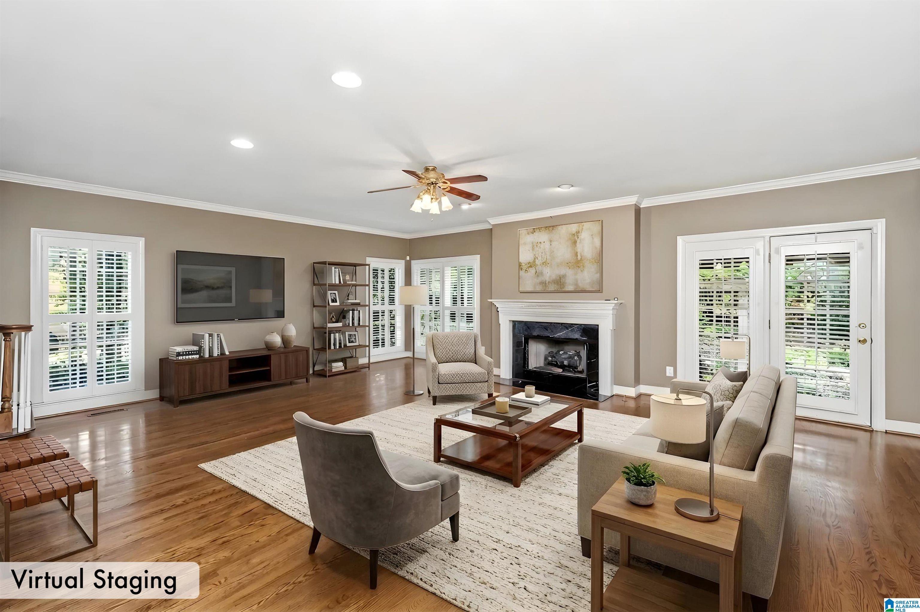 Image 2: Great room- virtually staged