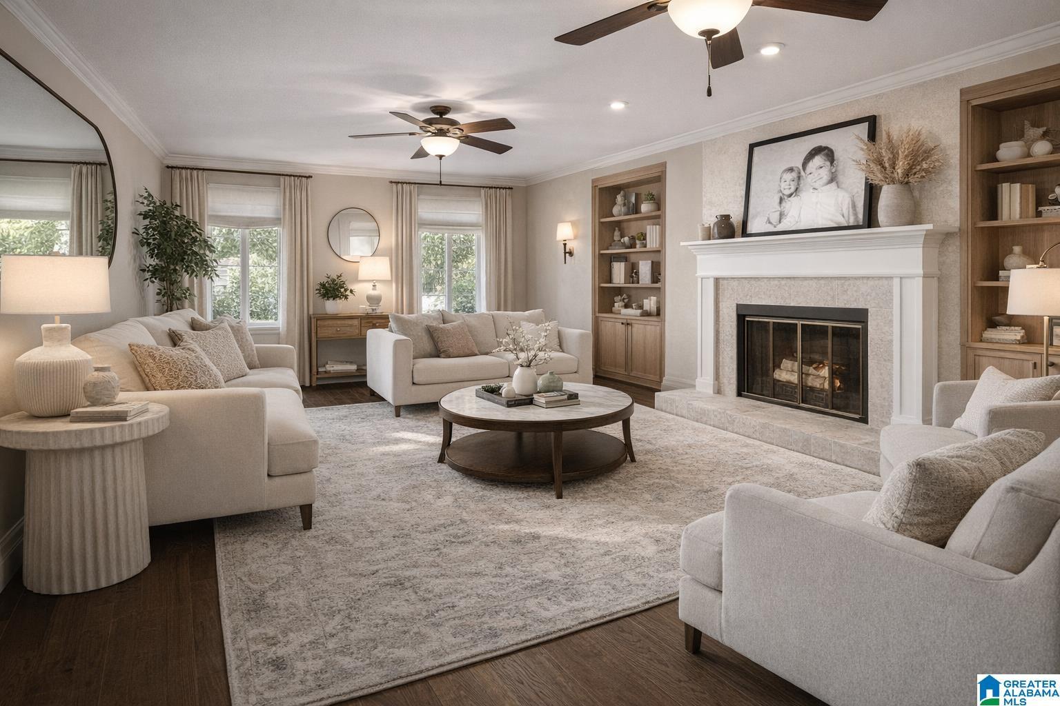 Image 2: Living Room with Gas Fireplace - Virtually Stage