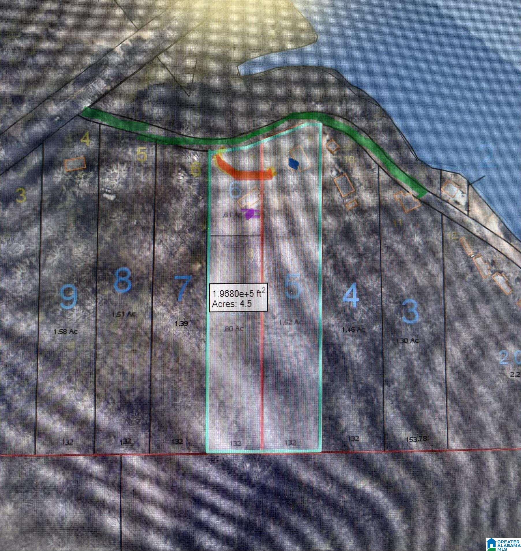 Image 4: Green- Co Rd 721;  Red-drive to house
