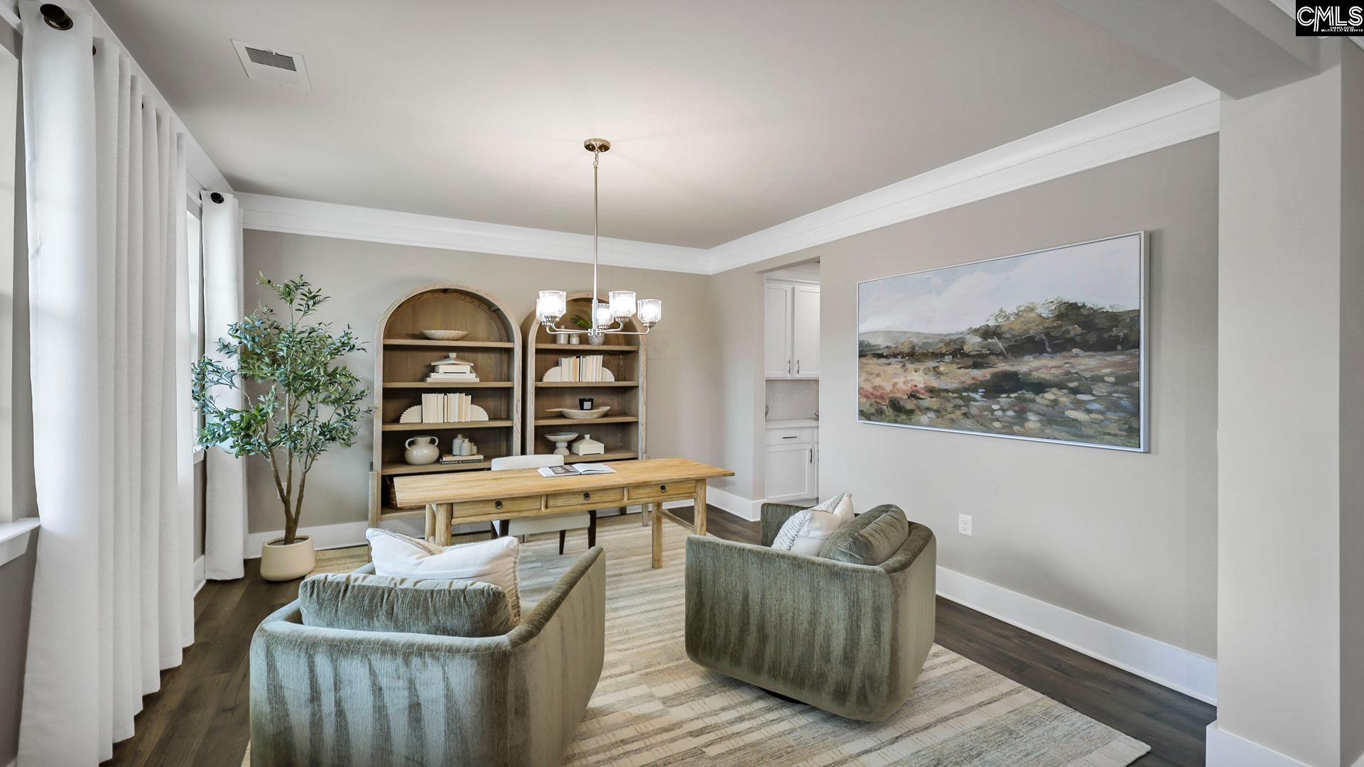 Image 3: Could also be used as a formal dining area, Flex space staged as home office