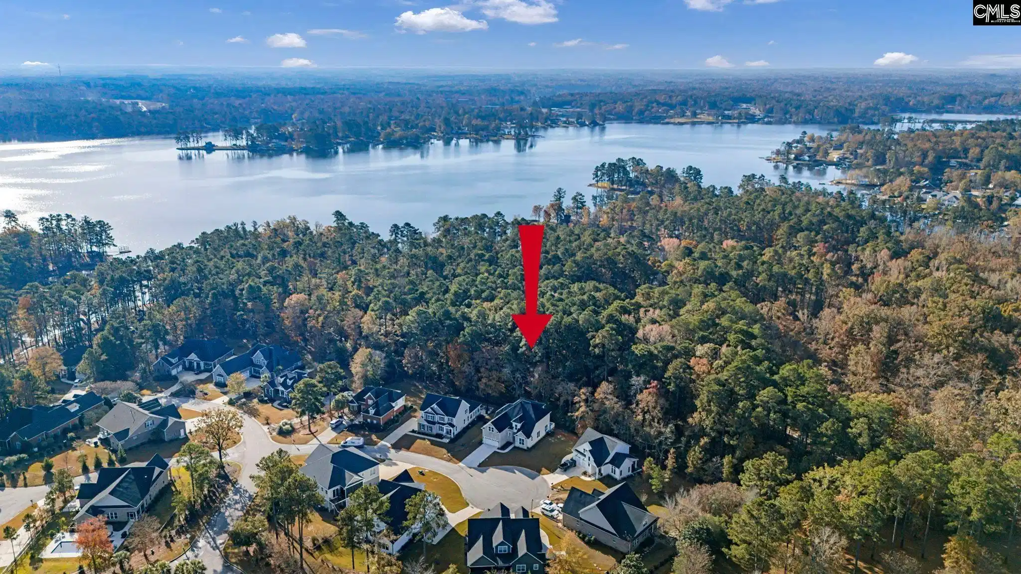 Image 0: Aerial view highlights the home's location with beautiful Lake Murray visible in the distance., Lake Murray, SC in the distance