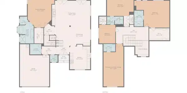 Image 2: Two-story floor plan highlights the spacious layout, room placement & flow throughout the home., Floor Plan
