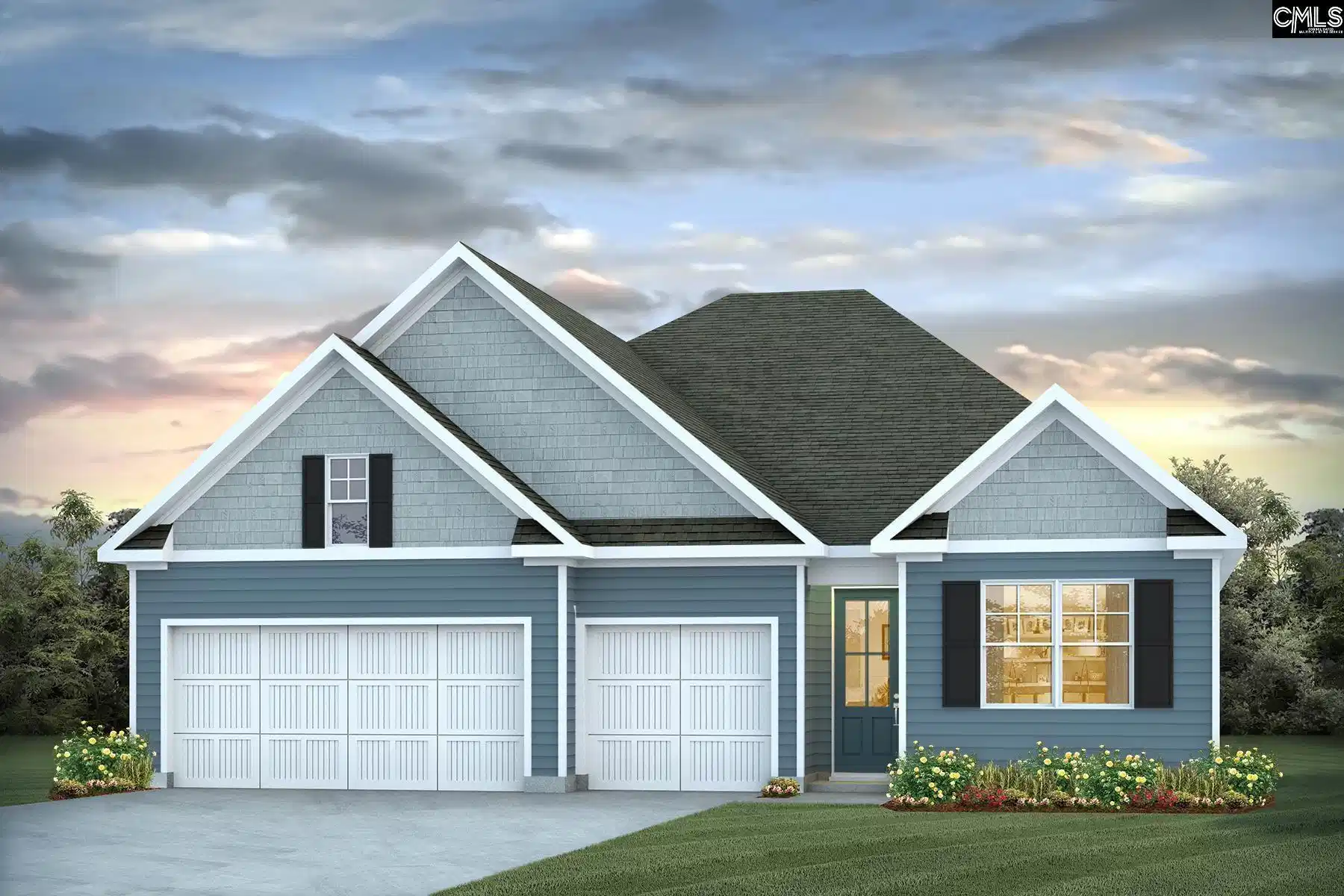 Image 0: *Rendering is based on true colors and features of the home, though they may vary slightly., Welcome to the Trivecta in Shell Pointe!