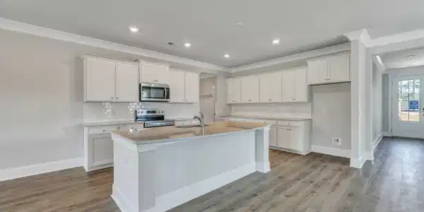 Image 3: With space for barstool seating, Floating kitchen island