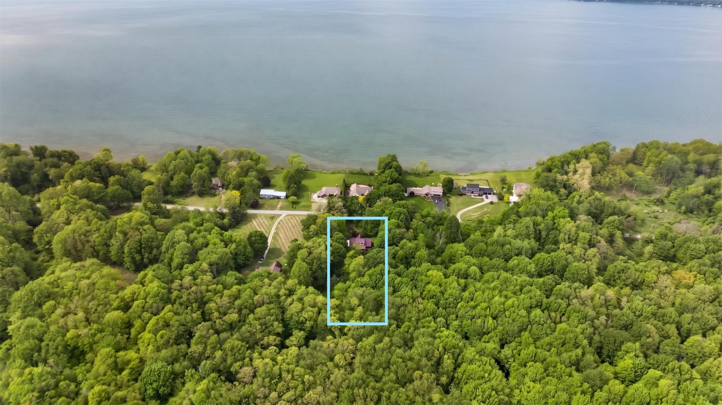 Image 3: Aerial view; blue box is approx 2 acre lot of 1372