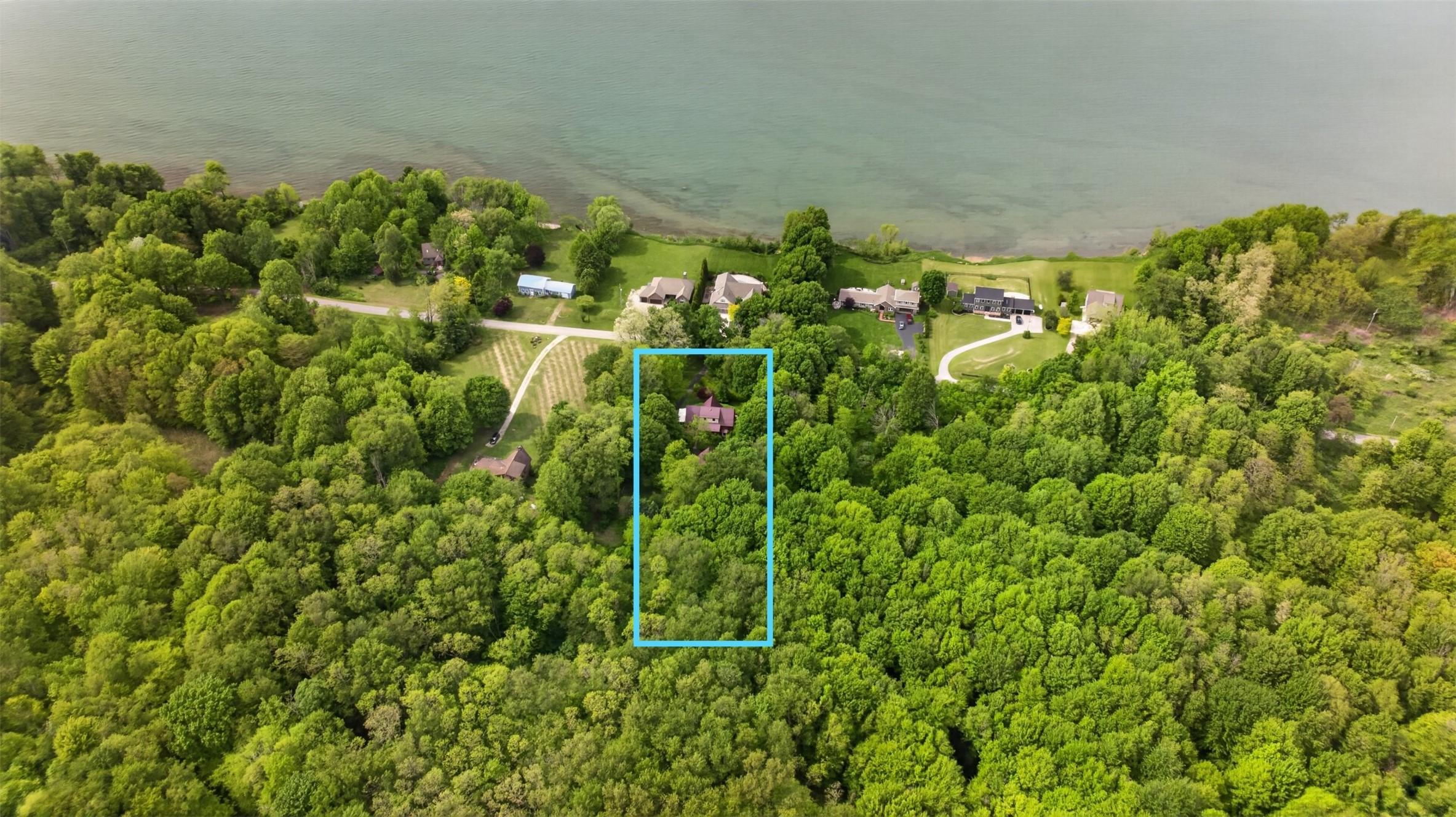 Image 4: Aerial view; blue box is appx lot. Further east, a