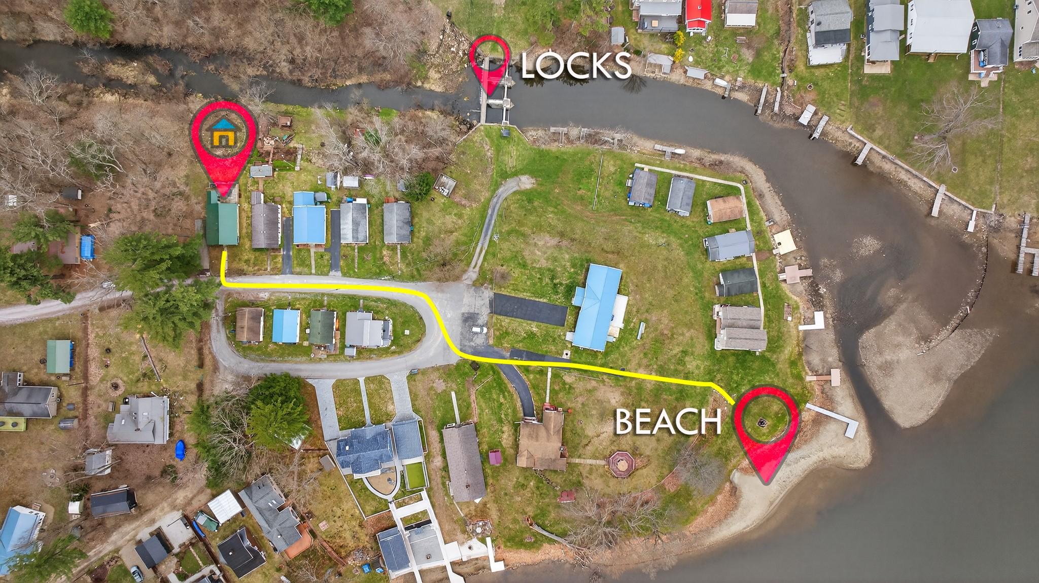 Image 3: Eisentrout Drive layout. 
Locks=Dam, Beach, and h