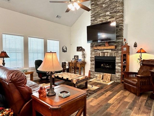 Image 3: Living Room w/ LVP, Fireplace w/ Gas Logs & Adjust
