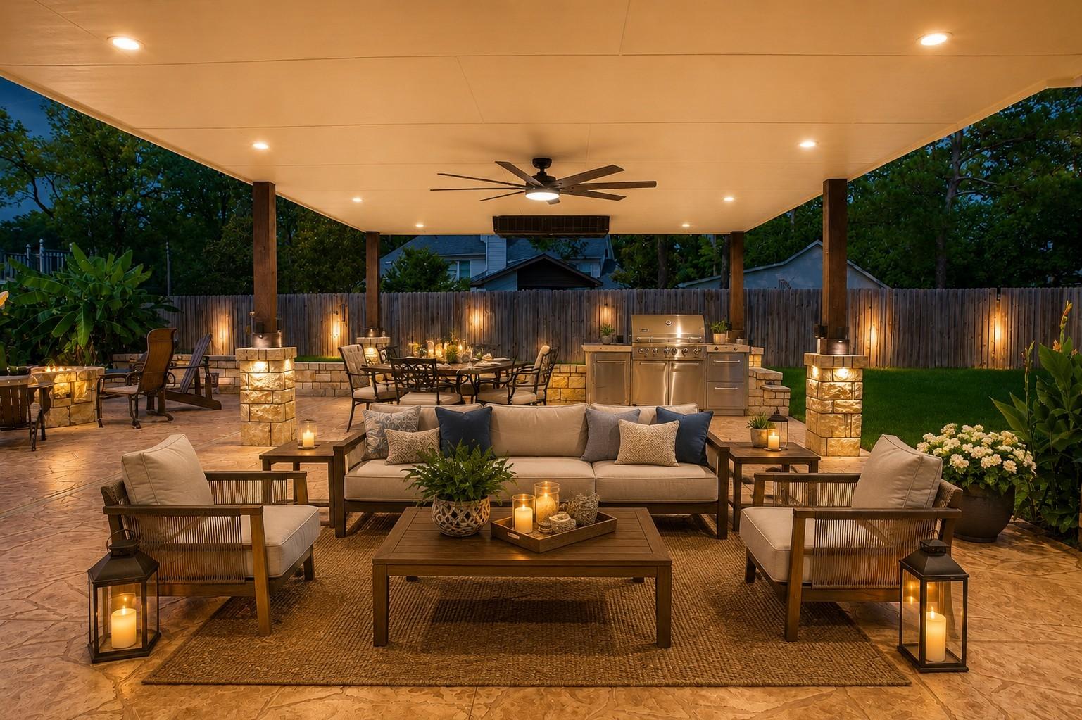 Image 1: This expansive covered patio is the perfect extens