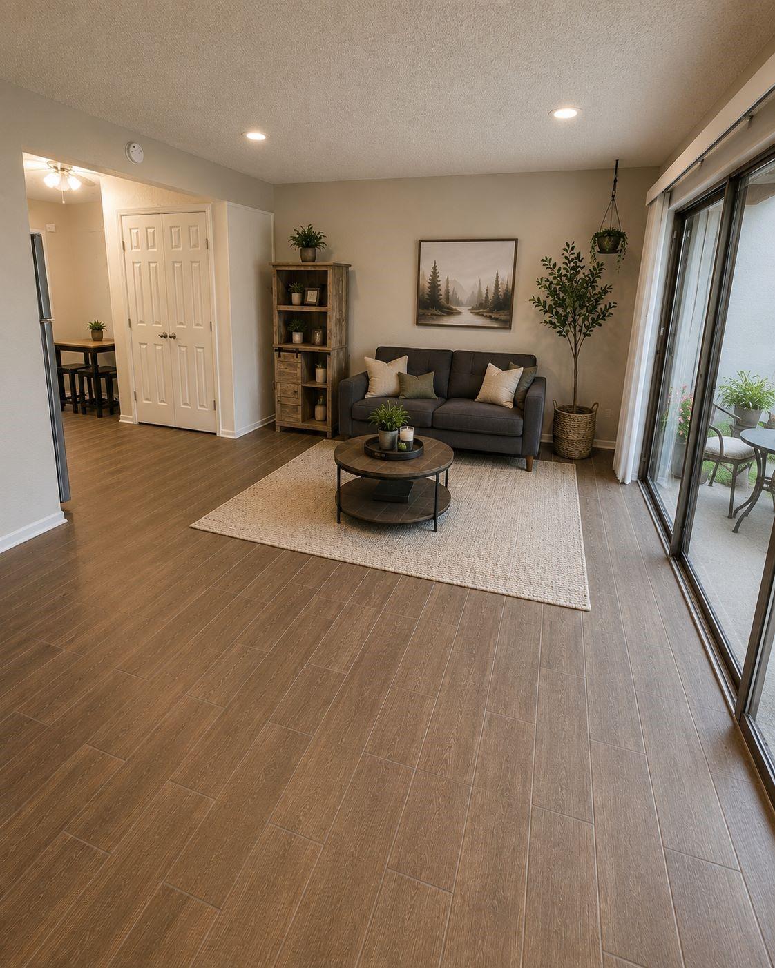 Image 2: Wall of windows leading to your private patio make