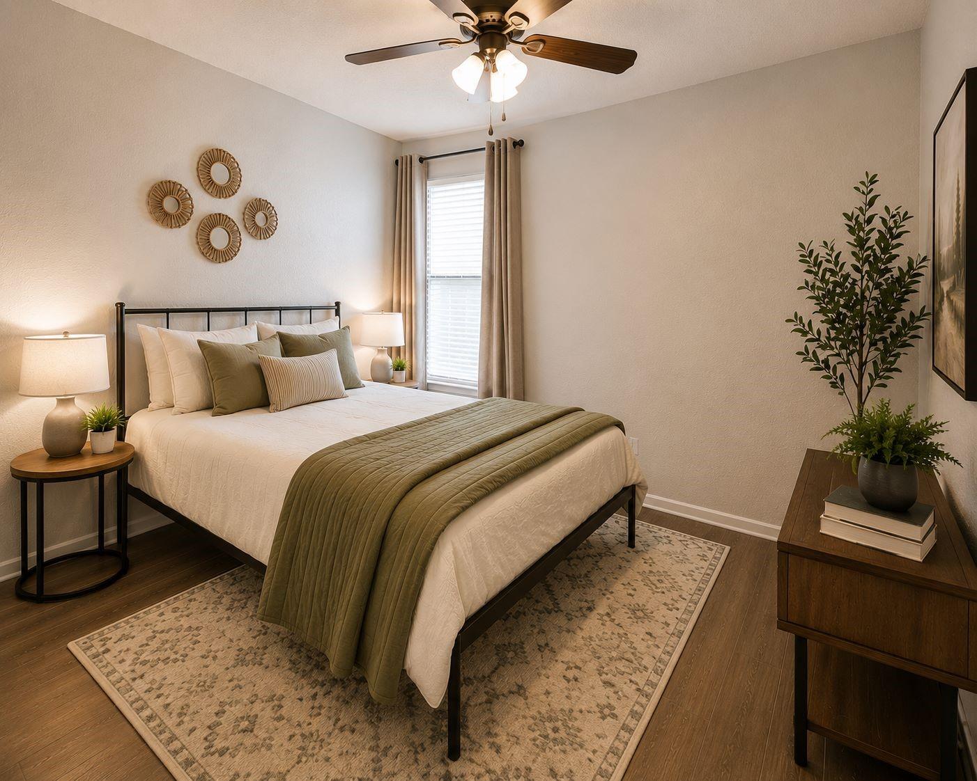 Image 4: Staged with Queen bed but plenty of room for a kin