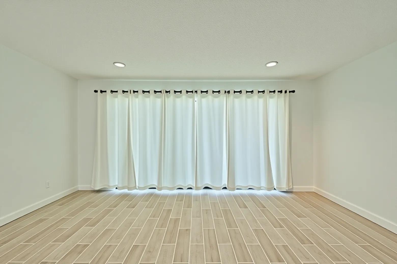 Image 4: lliving room with sliding glass doors that open to