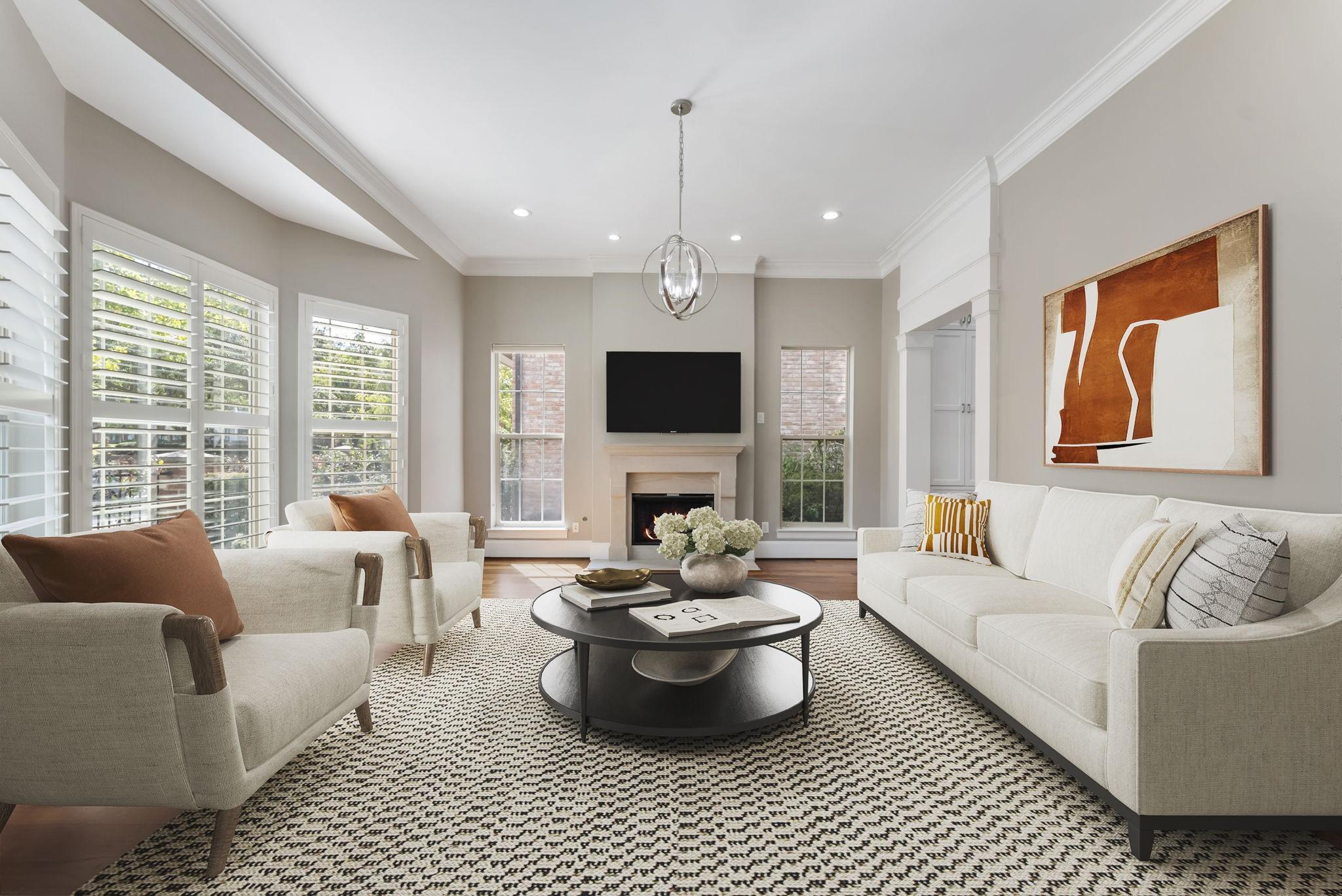 Image 3: Elegant first-floor formal living with walls of wi