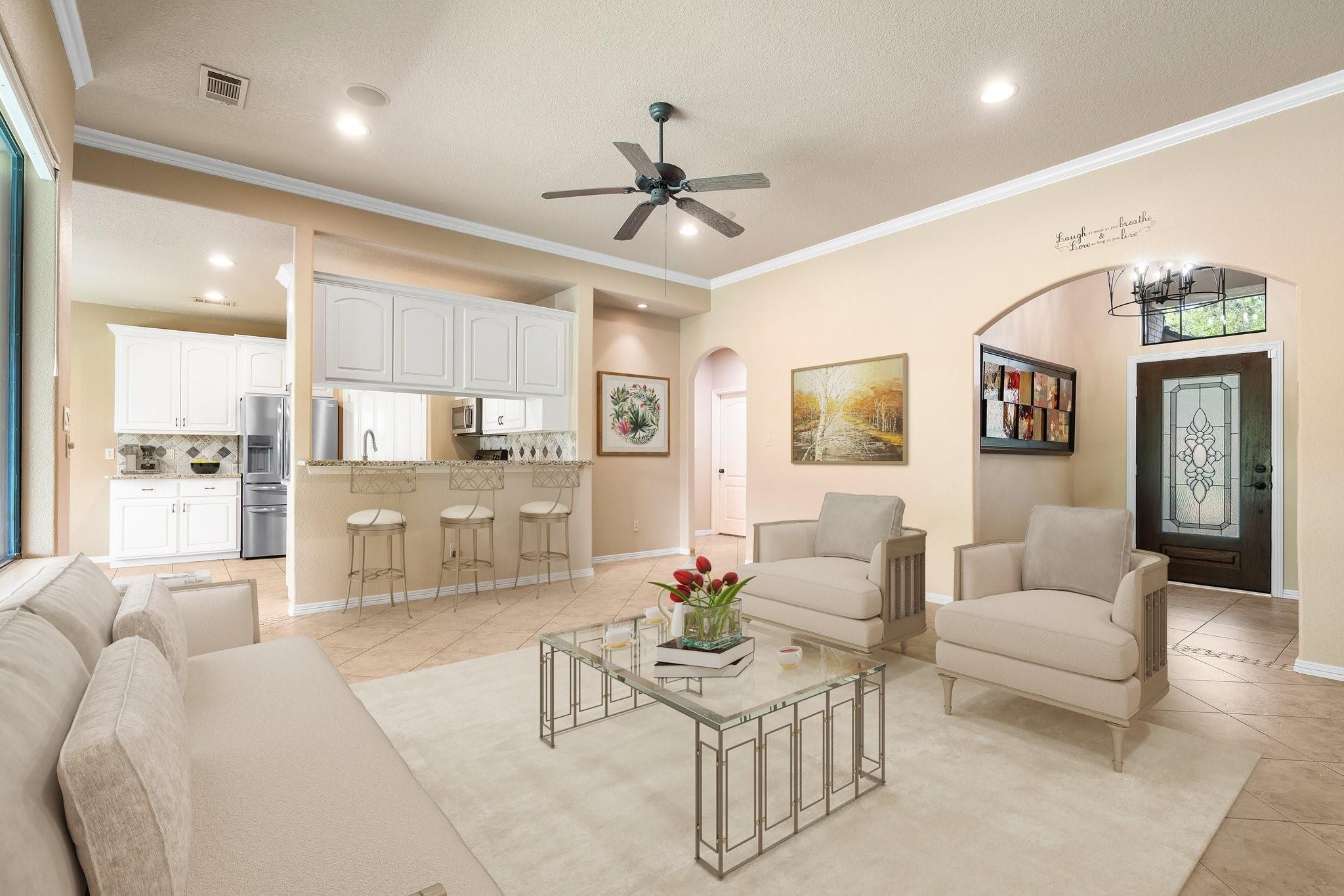 Image 1: This staged living room gives you an idea of the s