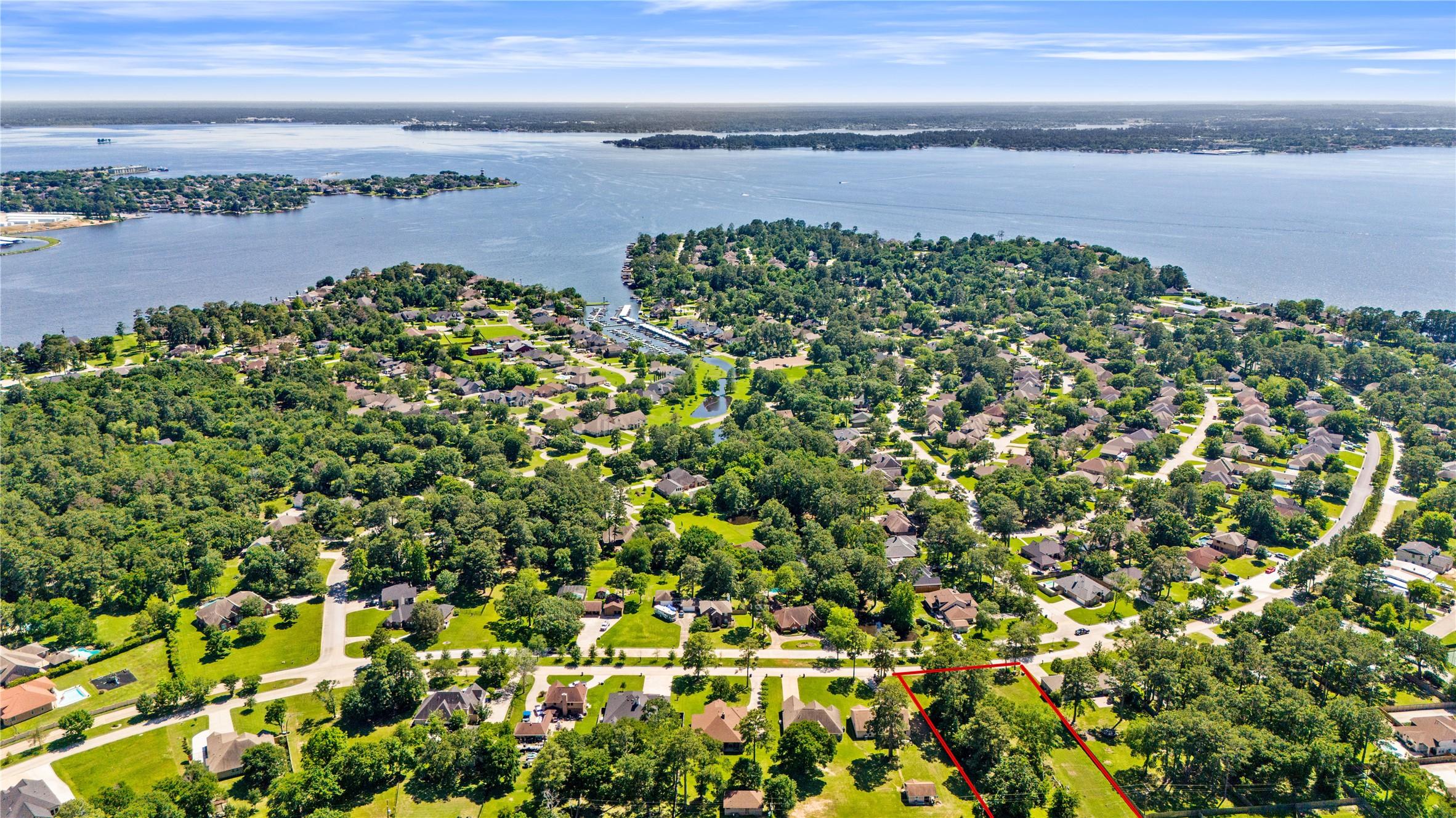 Image 1: Aerial View of lot location on Lake Conroe
