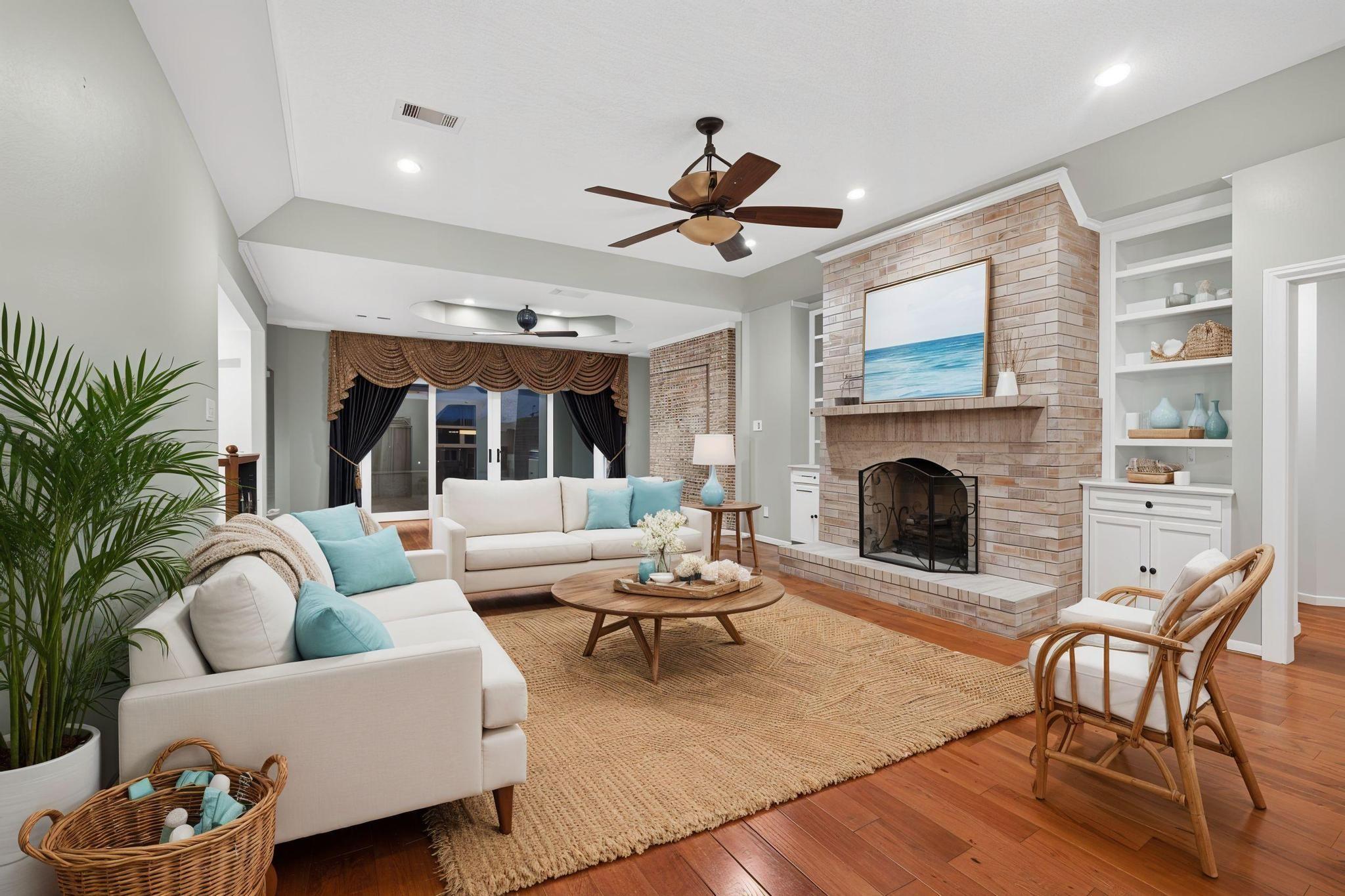 Image 4: Spacious and open living area featuring a cozy fir