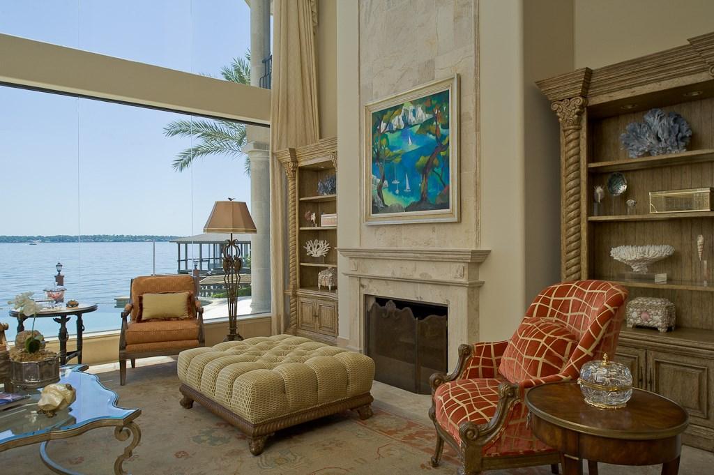 Image 4: Large windows in Formal Living Area with stone fir
