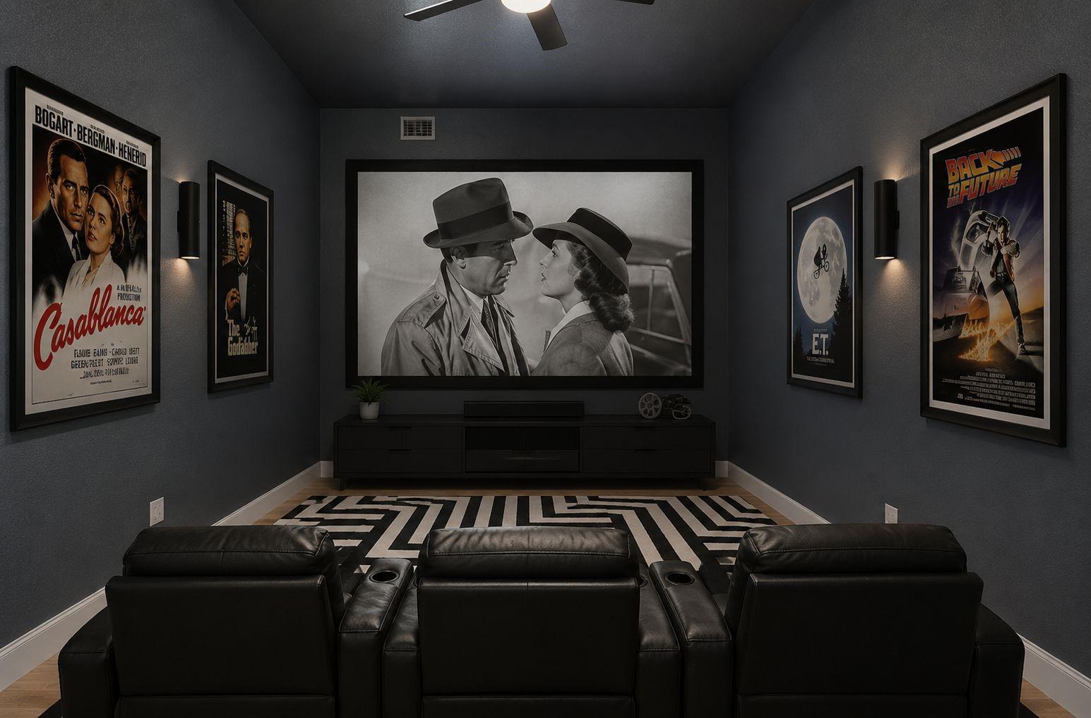 Image 4: The first floor media room can be used for at-home