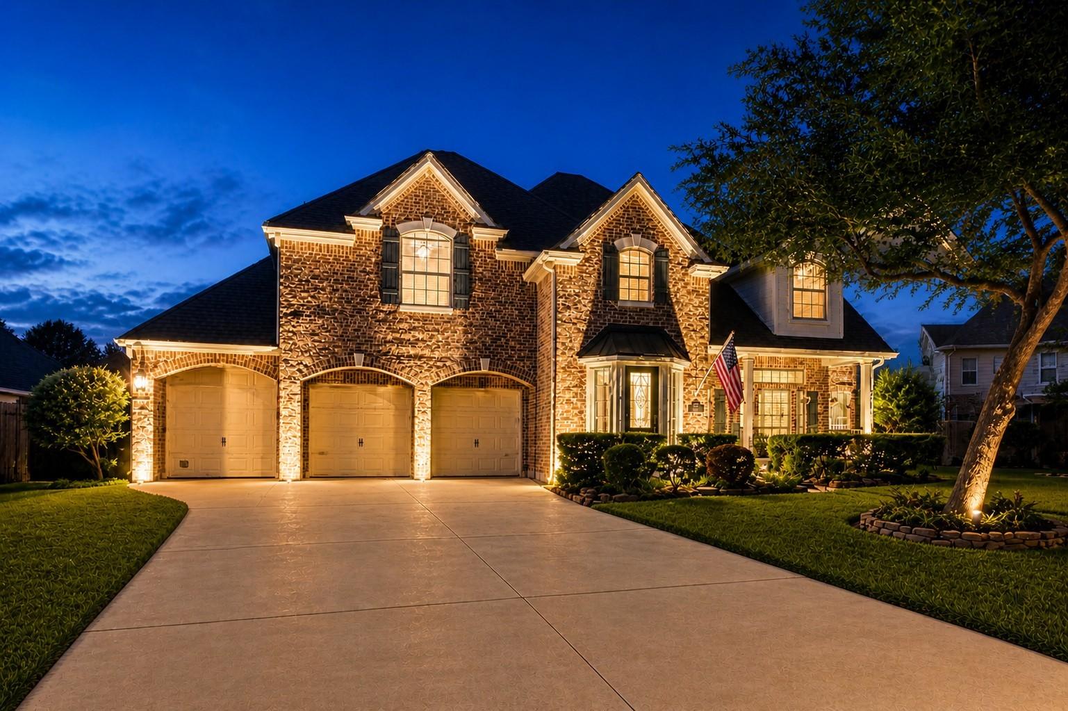 Image 4: Exterior lighting creates beautiful nighttime curb