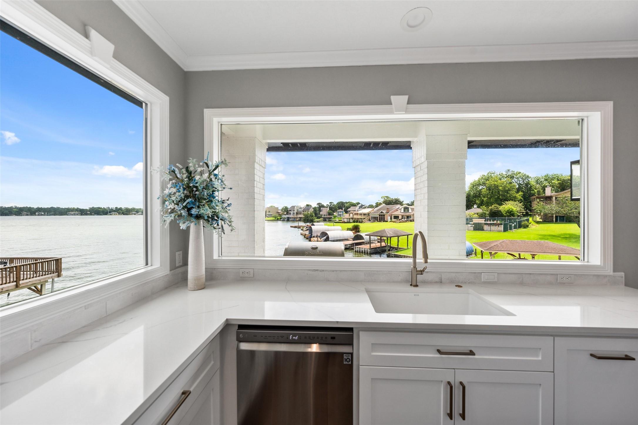 Image 3: Lake view from the kitchen sink! Notice the pictur