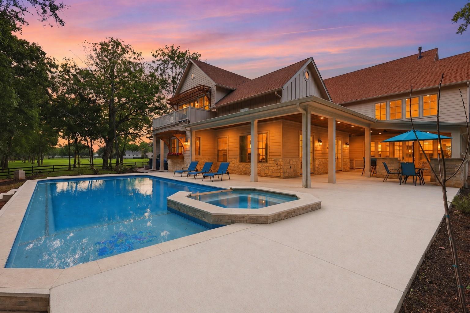 Image 4: A stunning view of the backyard retreat, where the