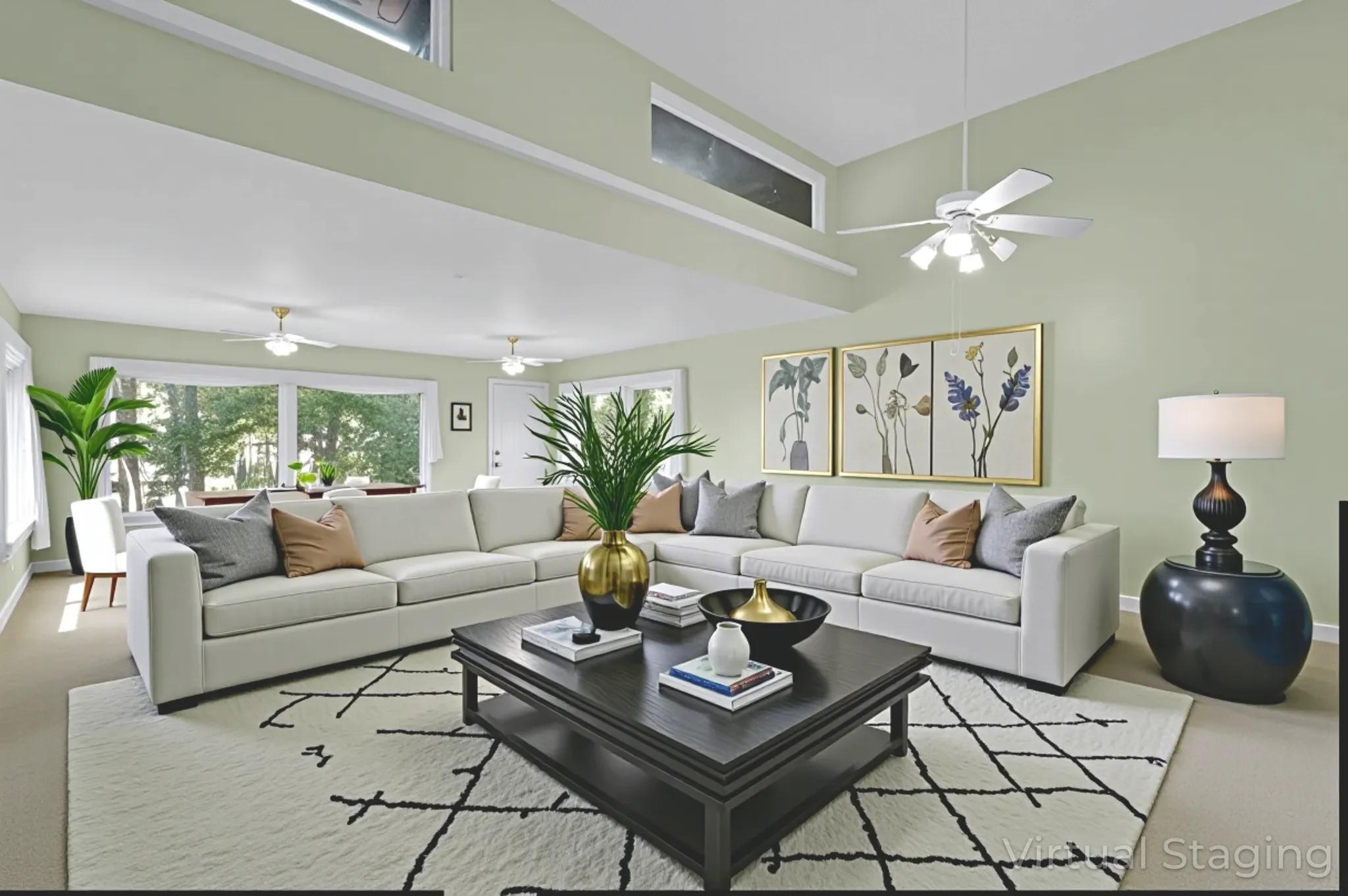 Image 4: Spacious and bright living area virtually staged t