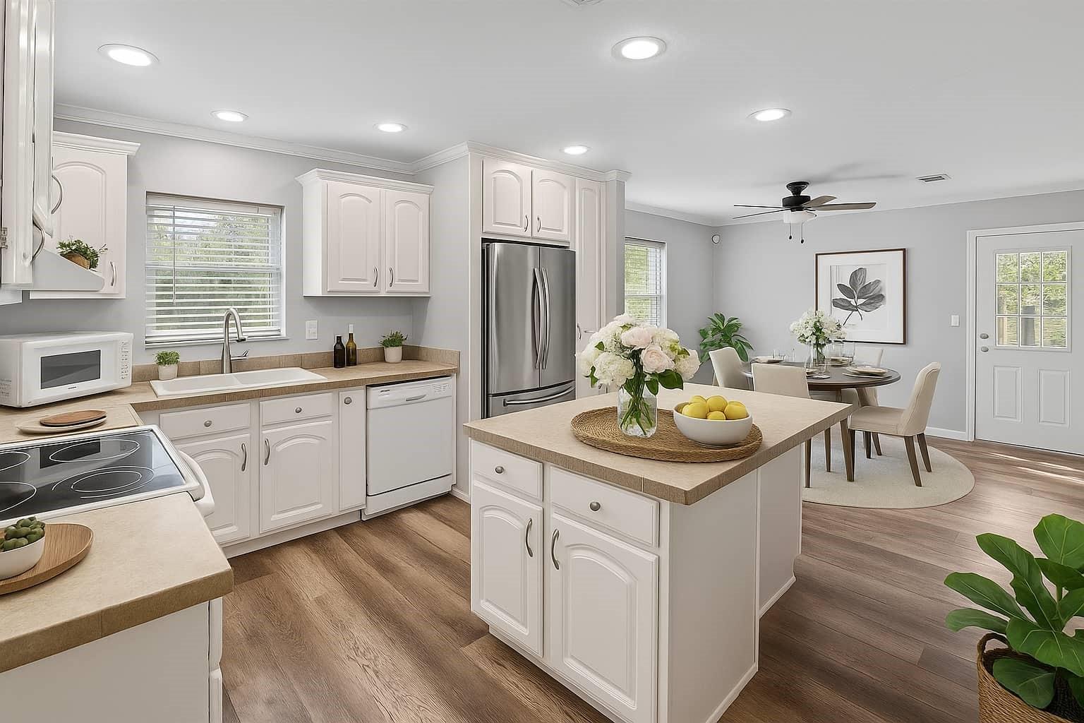 Image 3: Virtually Staged Kitchen and Dining Area