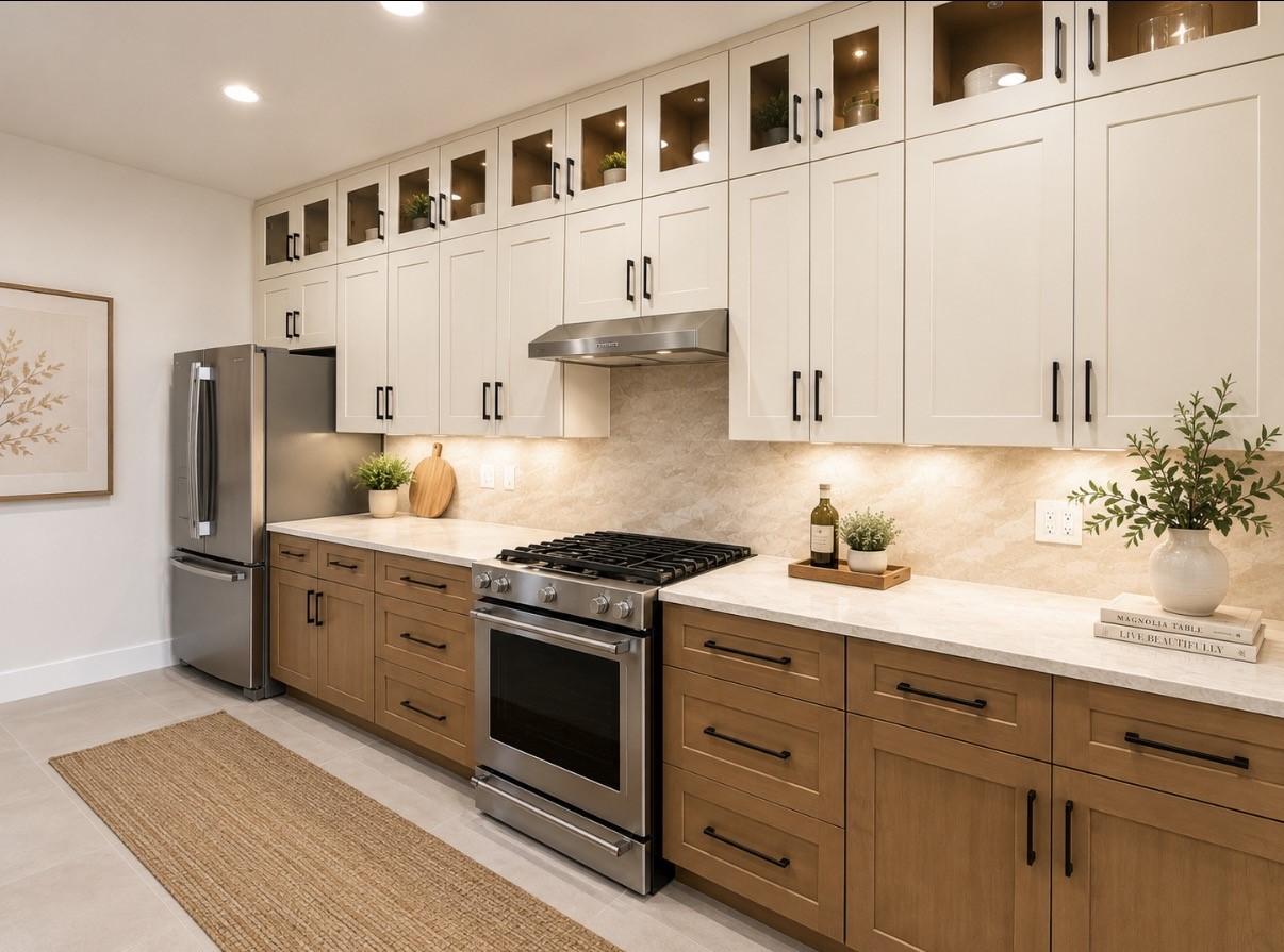 Image 2: Sleek and modern kitchen featuring elegant showcas