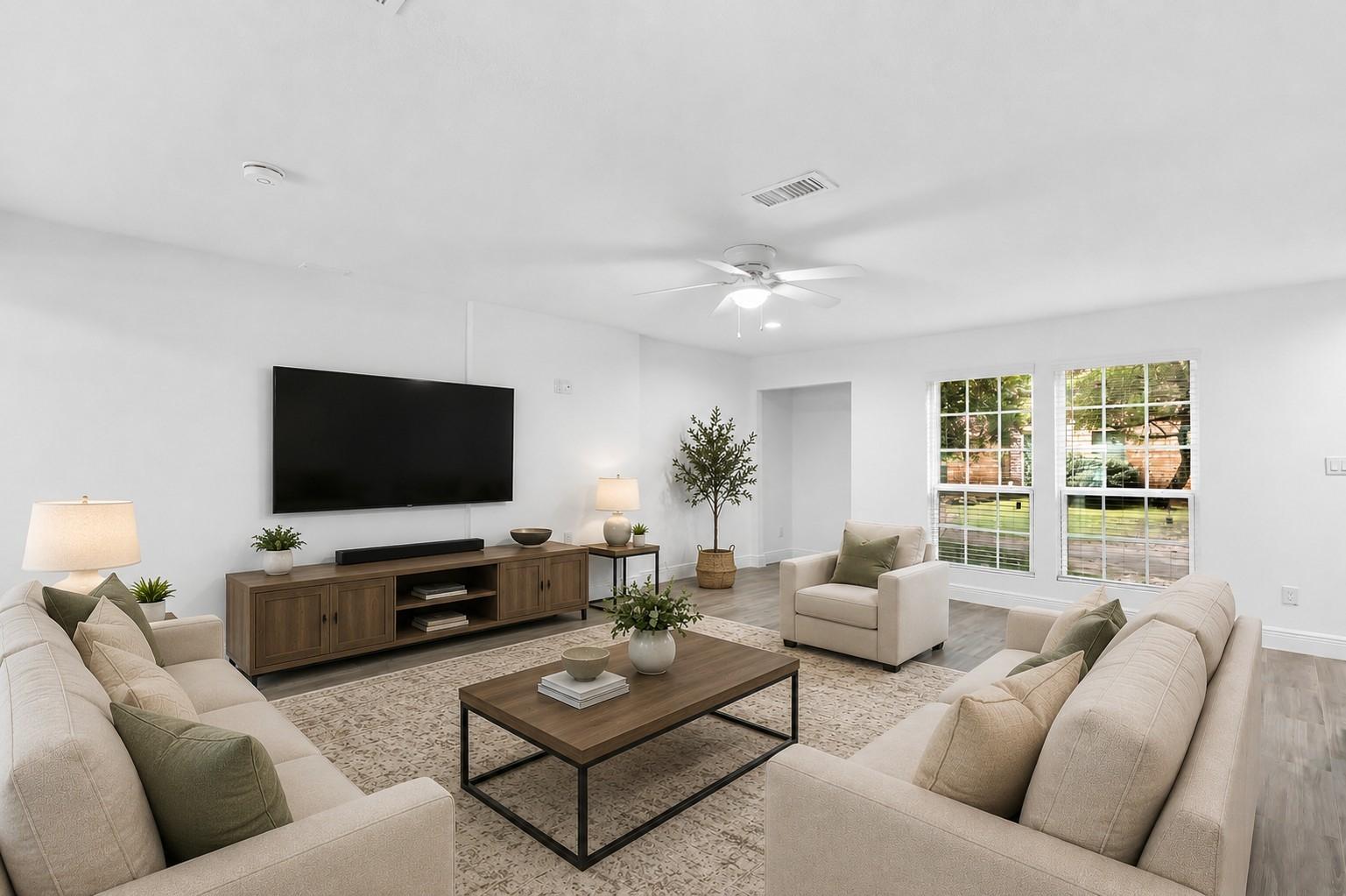 Image 1: Virtual staging image of living room