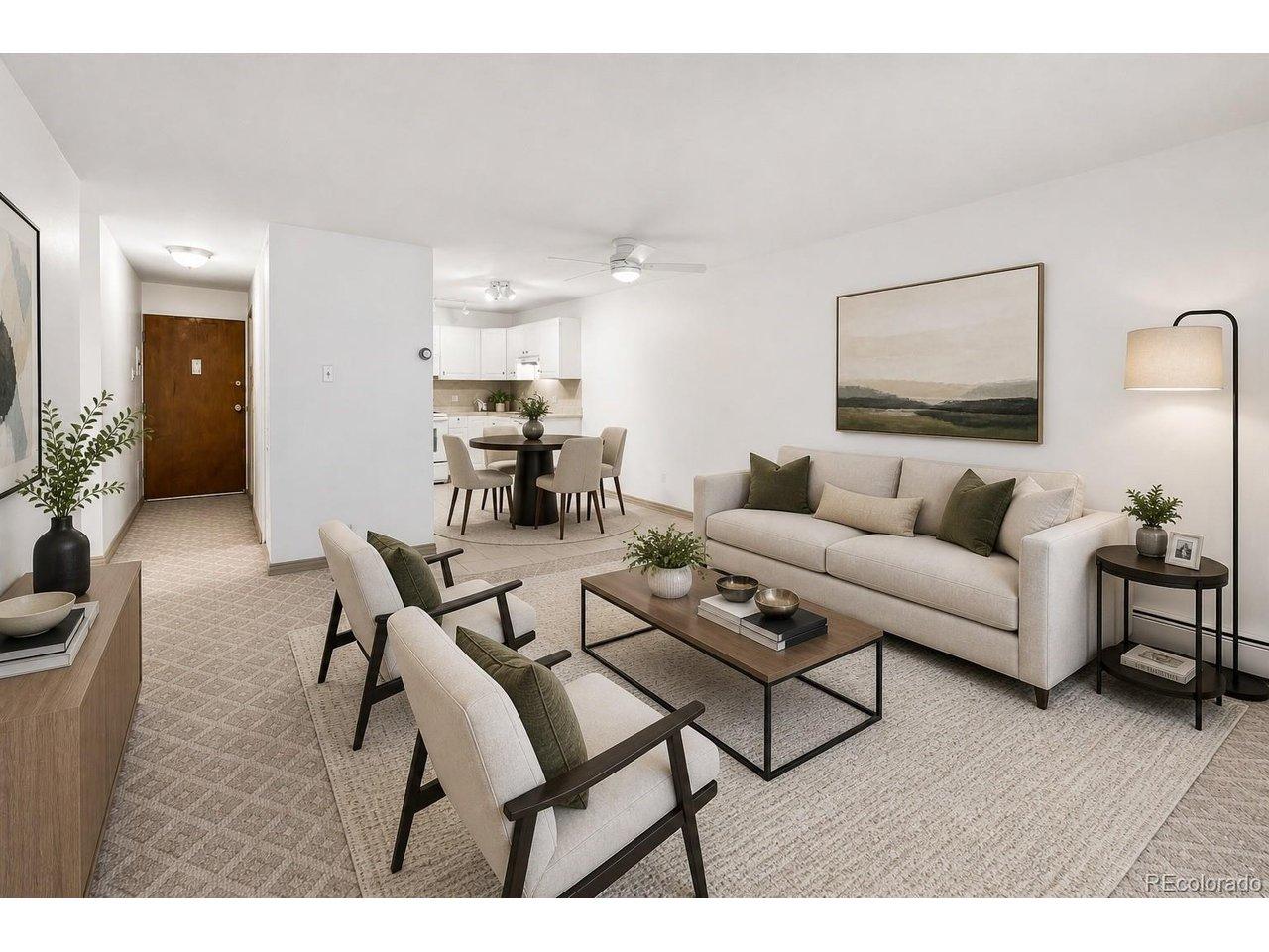 Image 1: 745 S Alton Way Unit #2A - Living room virtually staged to show layout