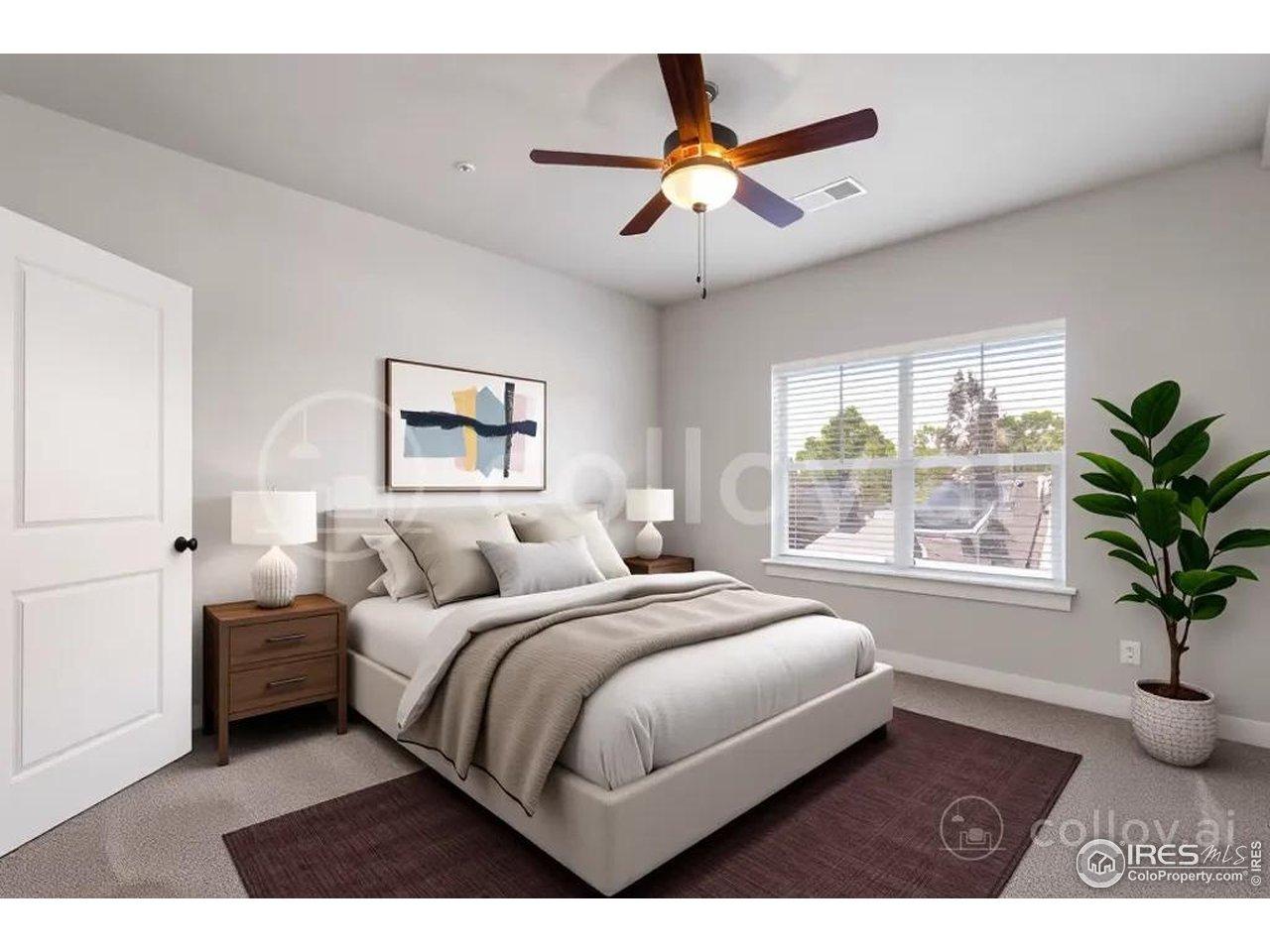 Image 3: AI staged Primary Bedroom.