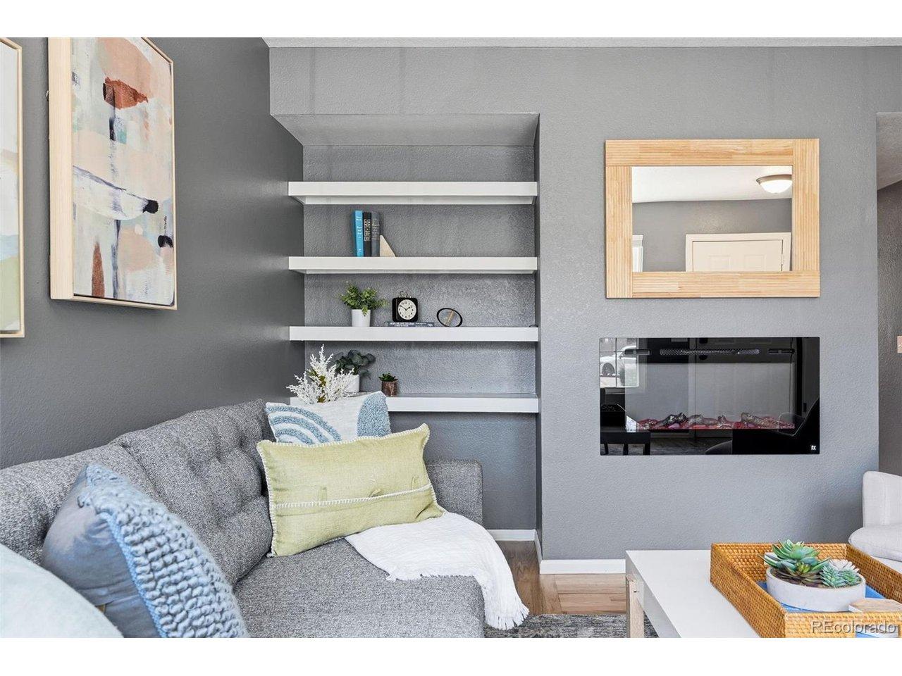 Image 4: Built-in shelving and new electric fireplace Image 4: Built-in shelving and new electric fireplace