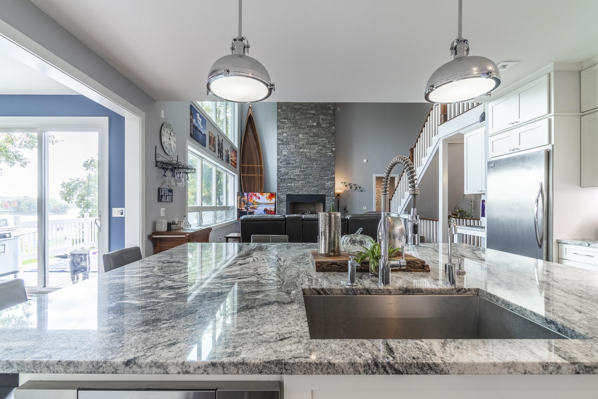 Image 1: 60 Lane 585B Lake James, Fremont, IN 46737, 8.7 x 6.3 Single Slab Granite Kitchen Island