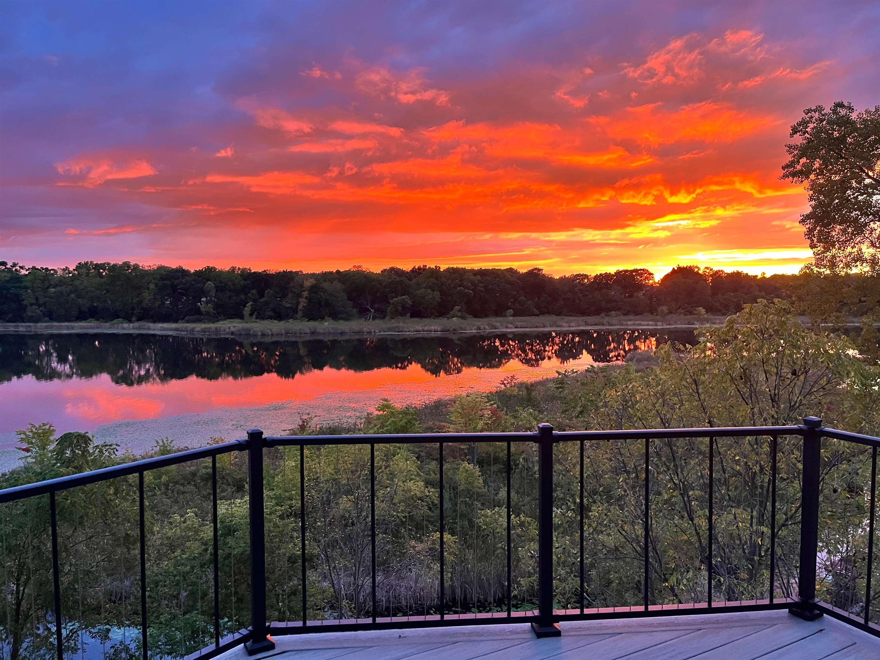 Image 1: 100 Lane 270A Crooked Lake, Angola, IN 46703, Sunset from Upper Deck