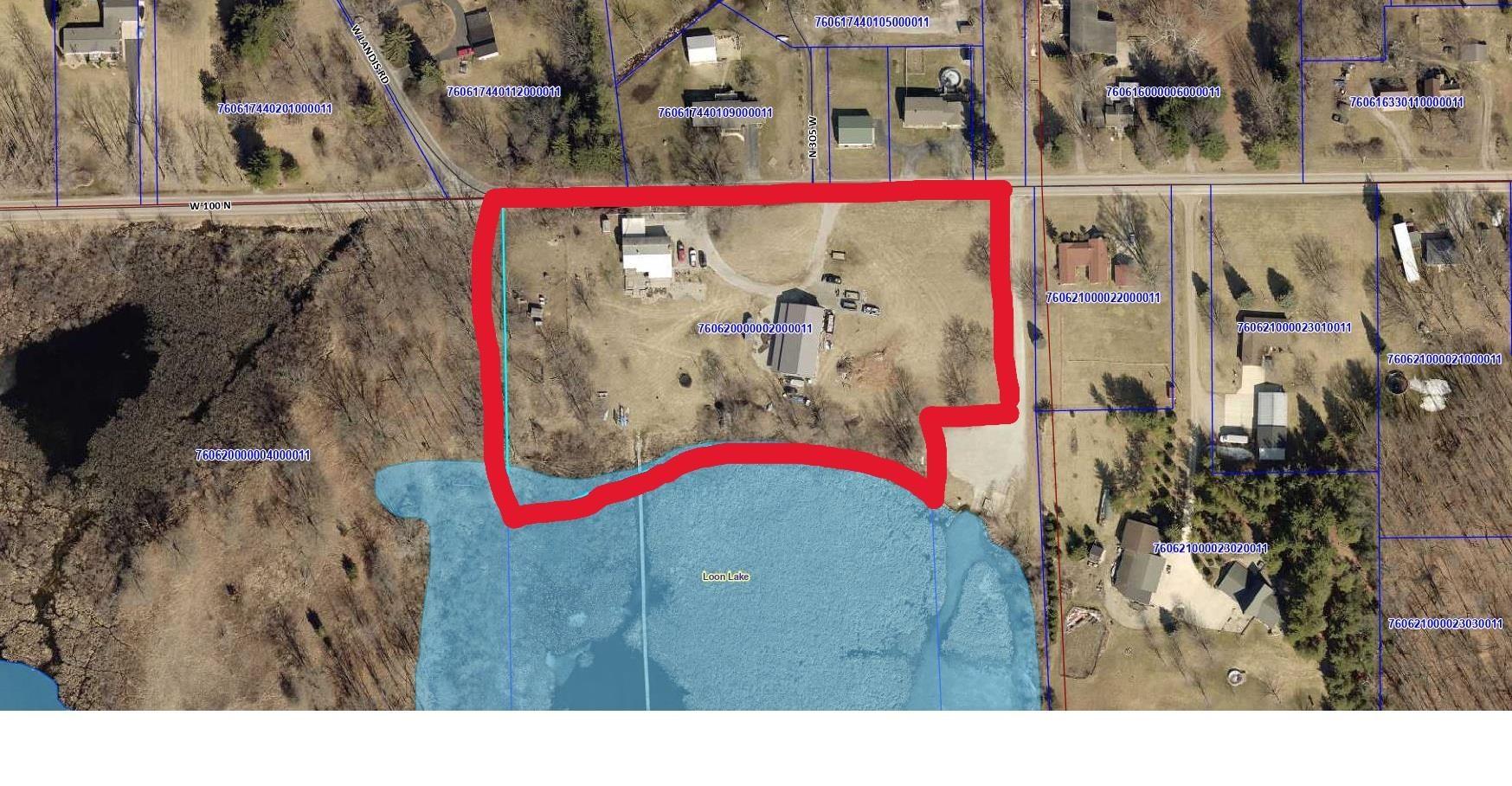 Image 1: 3095 W 100 N Loon Lake, Angola, IN 46703, GIS Highlighted Aerial