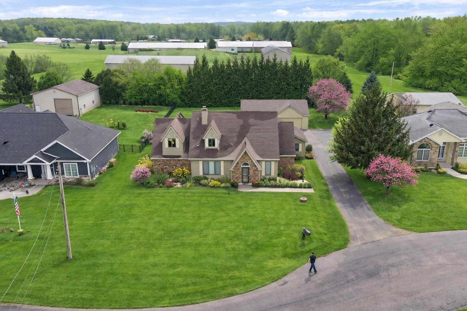 Image 1: Aerial view of property and surrounding area, facing Jimmerson Lake on Cul-de-sac, Aerial FRONT VIEW