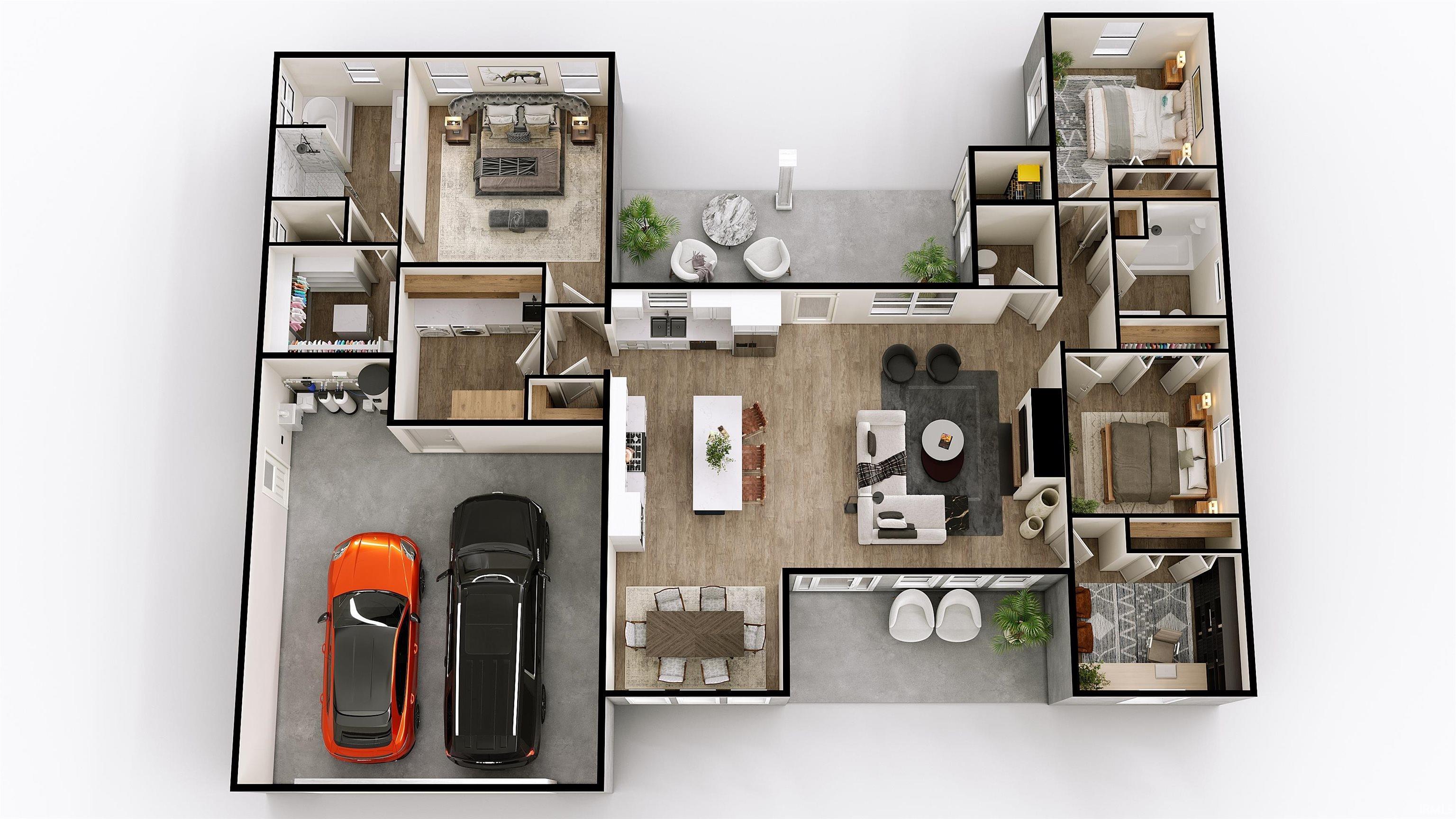 Image 1: 3D rendering view of floorplan layout, Floor Plan