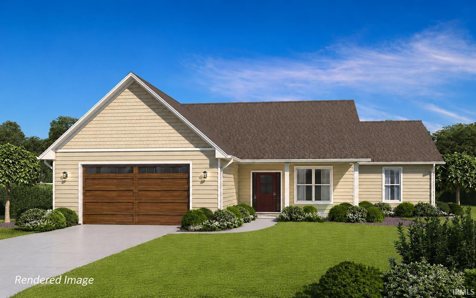 Image 2: Single-story residence featuring light-colored siding and a dark brown shingled roof, Front Of Structure