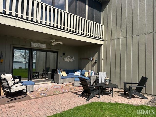 Image 0: Patio / terrace featuring outdoor lounge area, a ceiling fan, and a patio, Patio