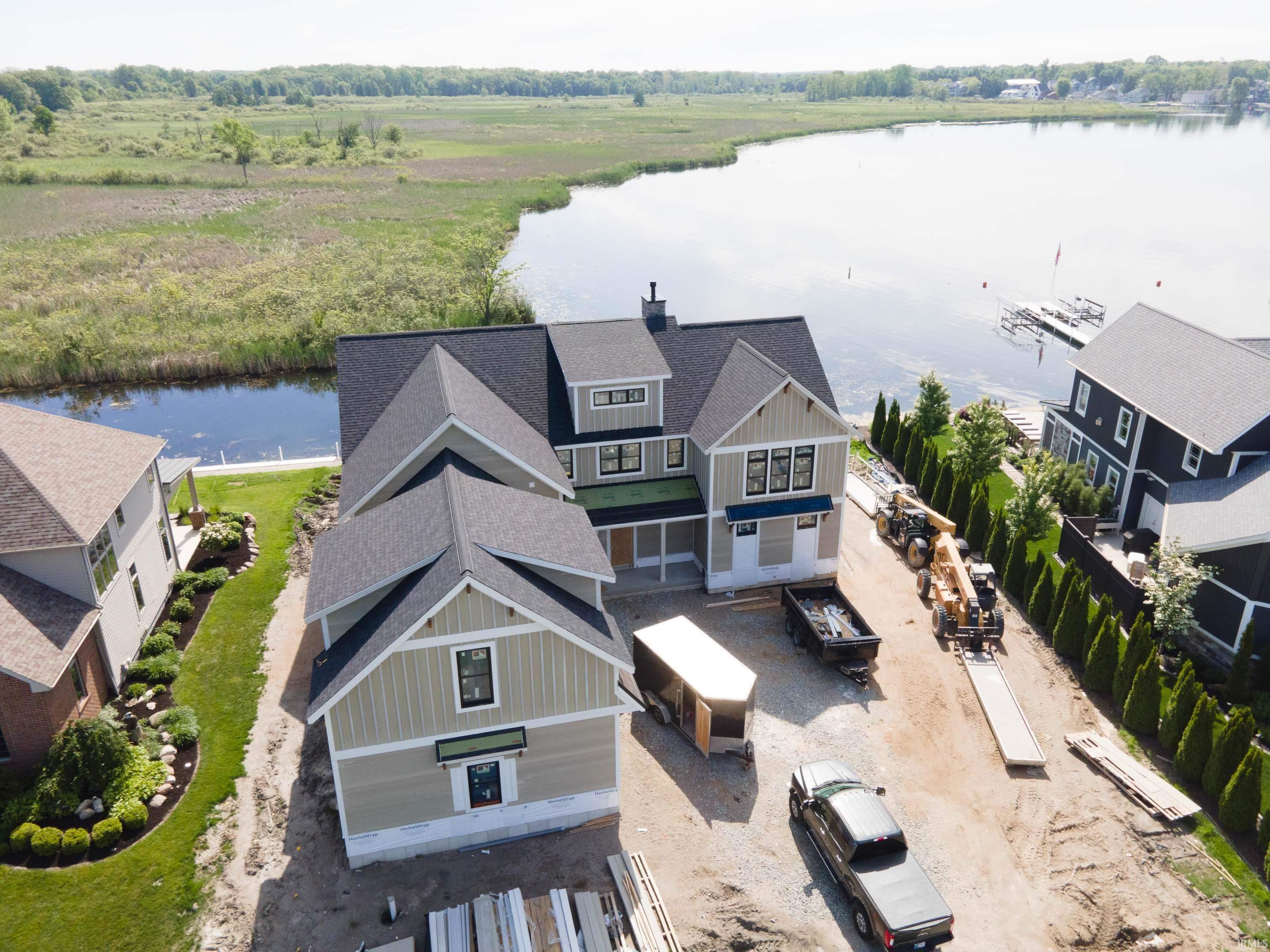 Image 1: New construction residence with lake frontage, Aerial View Image 1: New construction residence with lake frontage, Aerial View
