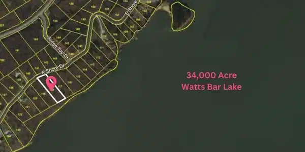 Image 3: Aerial with docks lot 118 E Shore