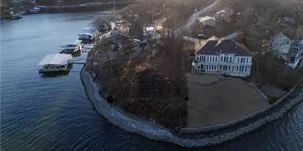 Image 3: Aerial View of the Property from the Lake