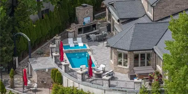 Image 2: Pool, hot tub, and firepit all with zero steps fro