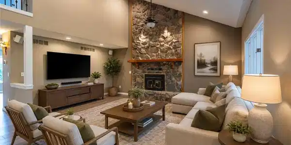 Image 3: Virtually Staged living area on main floor