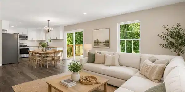 Image 2: Virtually Staged Living Room to Kitchen