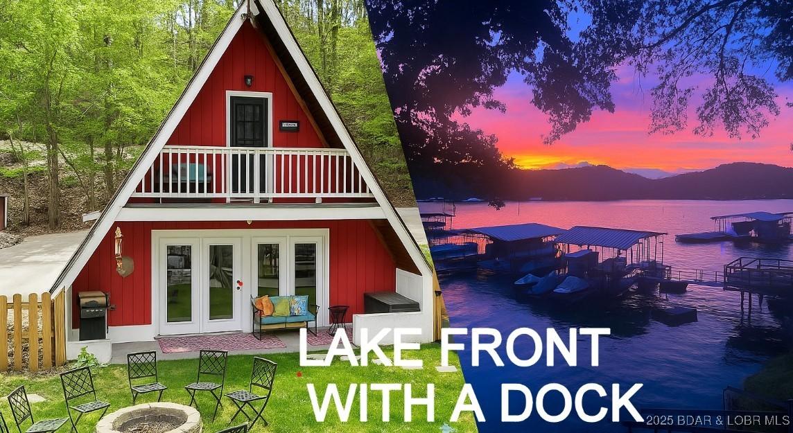 Image 1: Front of Home with Sunset Lake View!