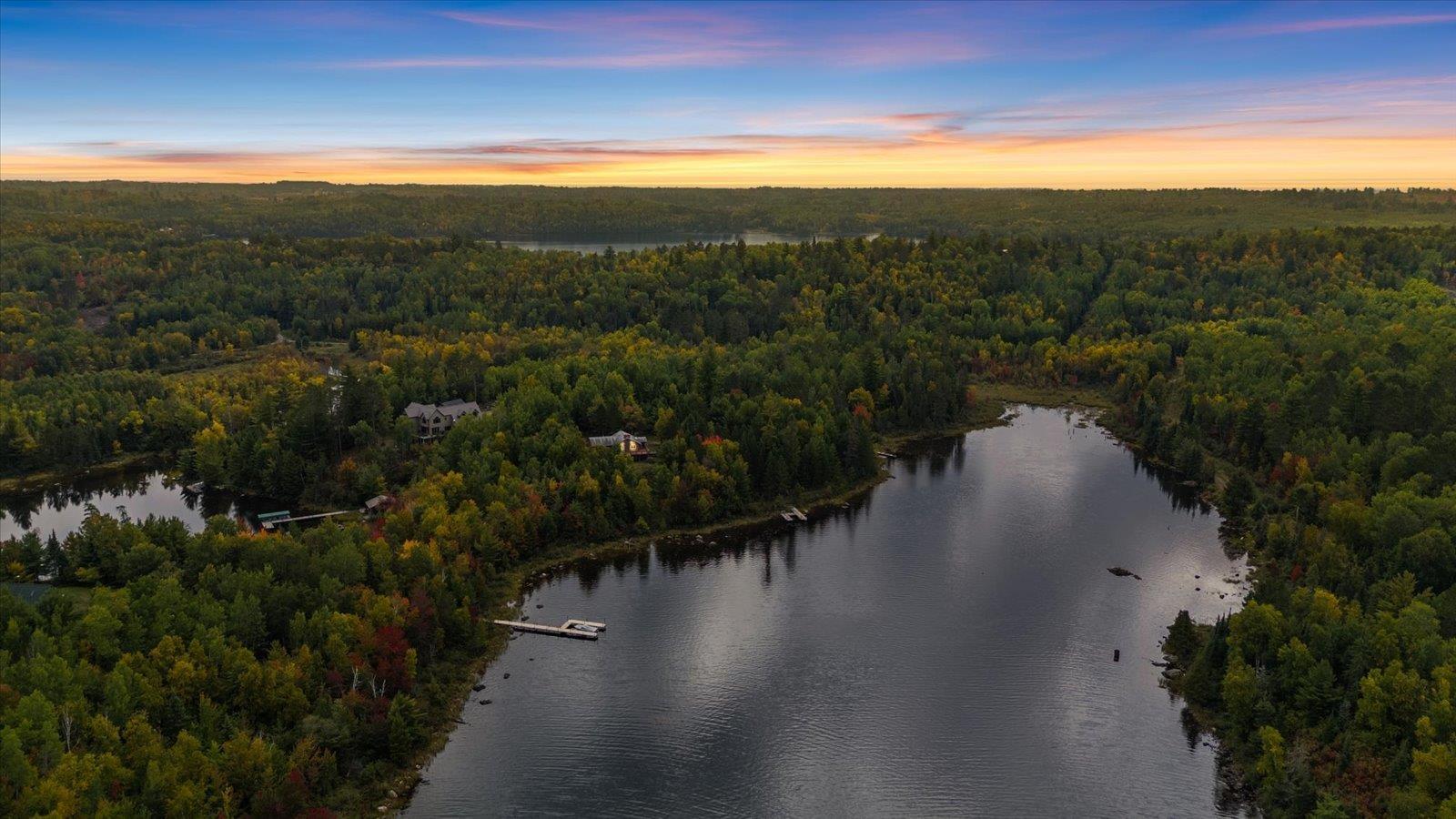 Image 2: Twilight aerial view at dusk of a forest view and a water view, Aerial View