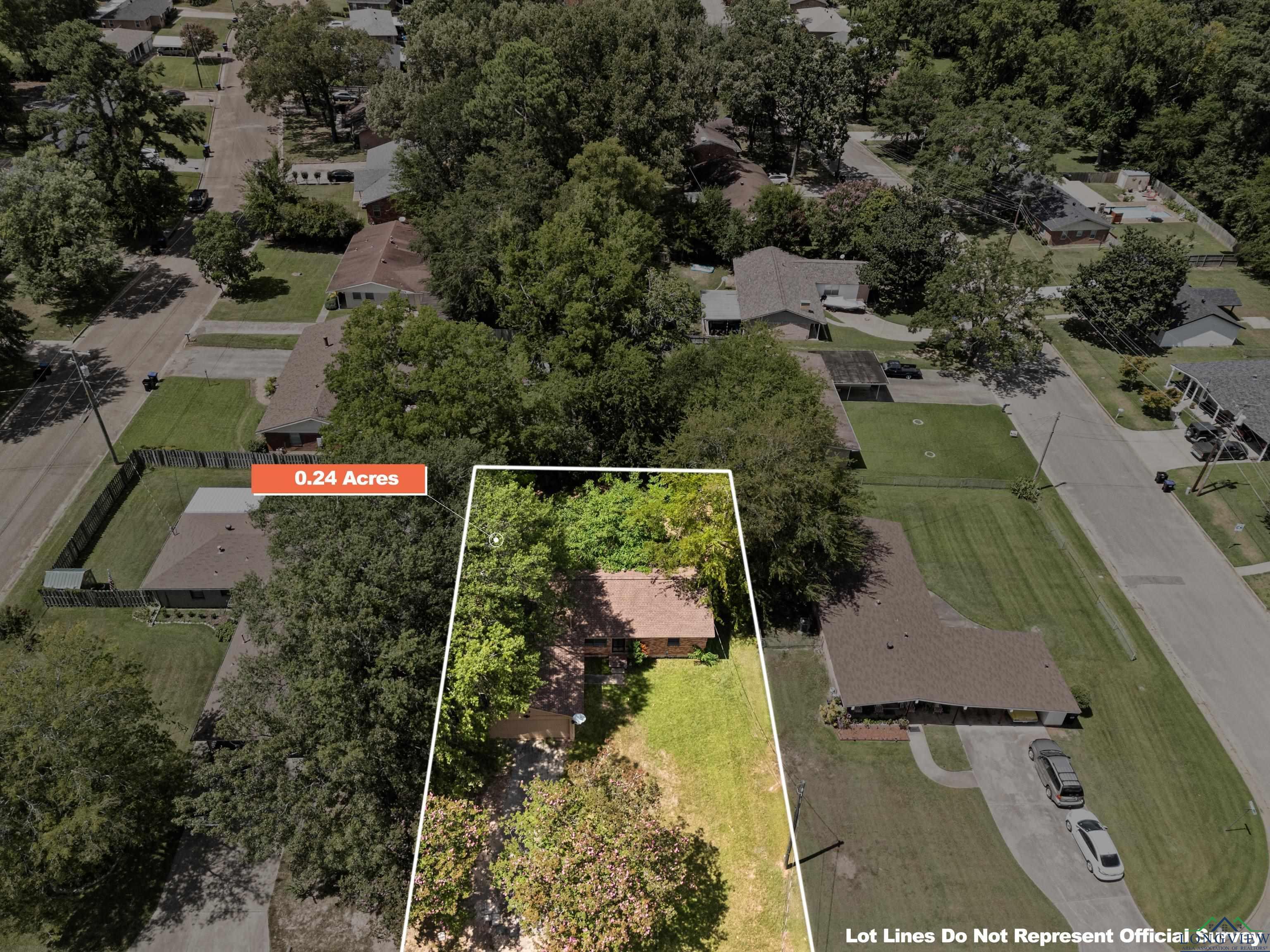 Image 2: Aerial perspective of suburban area with property parcel outlined, Aerial View