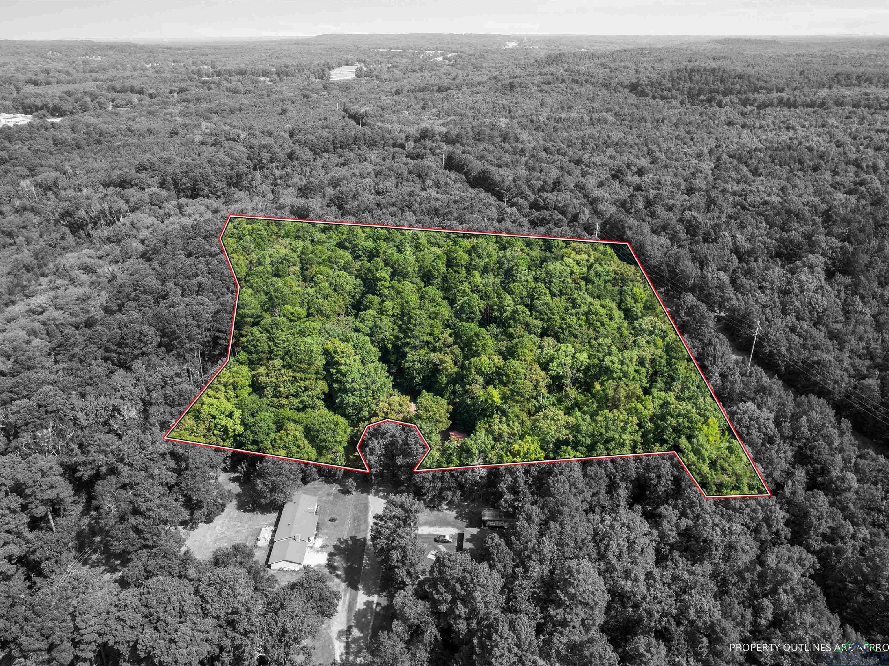 Image 1: Aerial overview of property's location with property parcel outlined, Aerial View